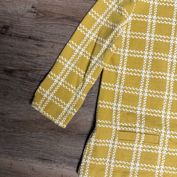 Ann Taylor Mustard Checkered Blouse - Picture 3 of 7